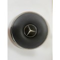 MERCEDES W114 W115 STEERING WHEEL CENTER HUB CAP BLACK W/ CHROME TRIM