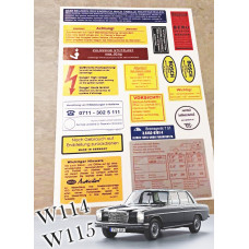 Mercedes W114 W115 Decal sticker set complete Mercedes W114 W115 Decal sticker set complete