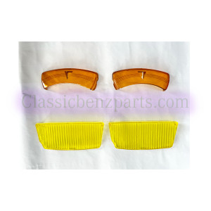 MERCEDES W114 COUPE HEADLIGHT ORANGE SIGNAL YELLOW FOG LENSES  