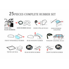Mercedes W114 W115 Weathership Rubber Seals 25 Pieces Set   Mercedes W114 W115 Weathership Rubber Seals 25 Pieces Set