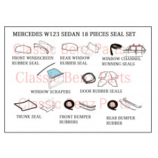 MERCEDES W123 RUBBER GASKET SEAL SET 18 PIECES MERCEDES W123 RUBBER GASKET SEAL SET 18 PIECES