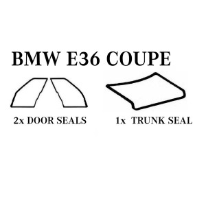 BMW E36 Coupe Door Trunk Rubber Seals 