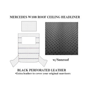 MERCEDES W108 ROOF SKY CEILING HEADLINER +SUNROOF BLACK