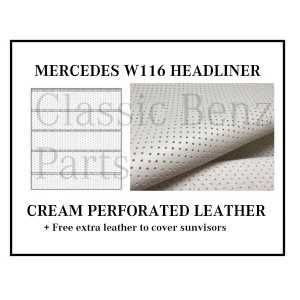 Mercedes W116 Roof Ceiling Sky Headliner Cream Perforated Leather Mercedes W116 Roof Ceiling Sky Headliner Cream Perforated Leather