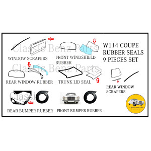 MERCEDES W114 COUPE RUBBER SEAL SET 10 PIECES MERCEDES W114 COUPE RUBBER SEAL SET 10 PIECES